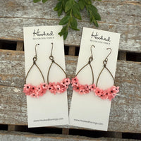 Cherry Blossom Hoop Earrings • Pink Teardrops