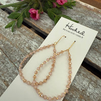 Beaded Teardrop Earrings - Blush - Medium