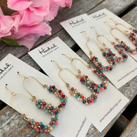Beaded Boho Oval Hoop Earrings - Sunset