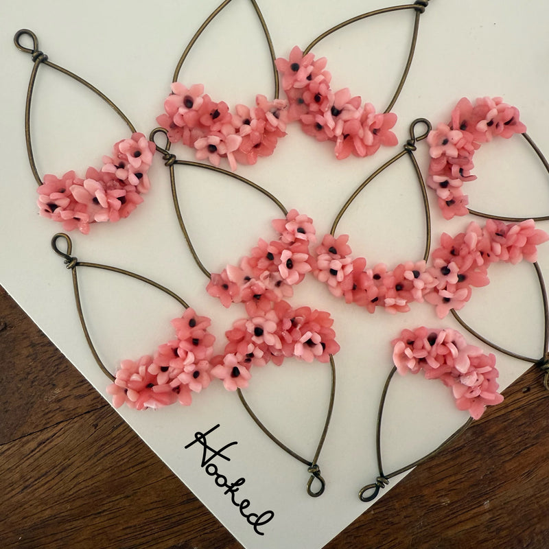 Cherry Blossom Hoop Earrings • Pink Teardrops