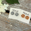 Fancy Flower Stud Earrings in Silver or Bronze