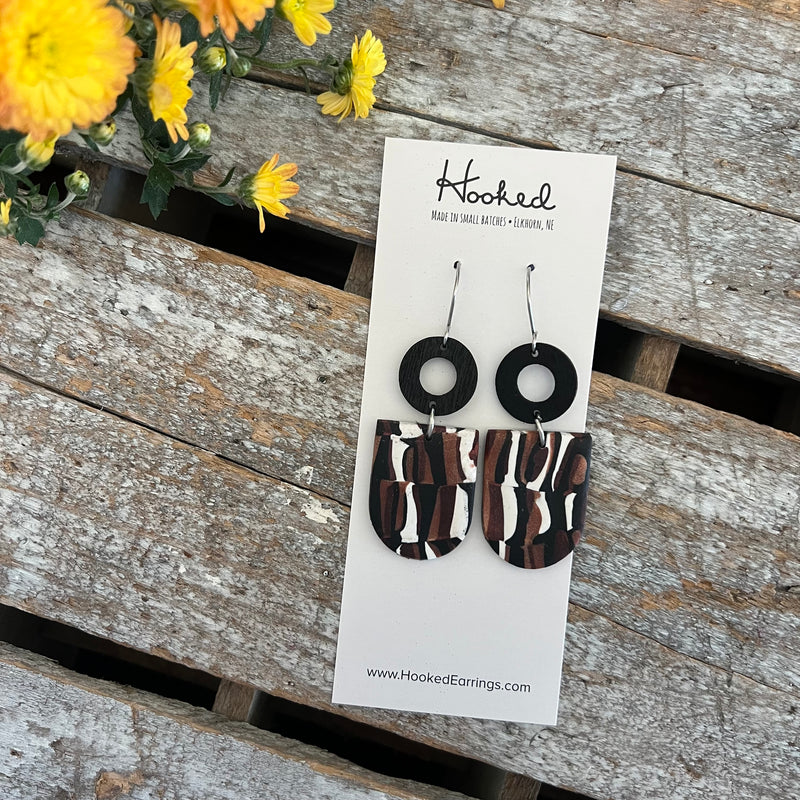 Black and Bronze Stack Earrings - Medium