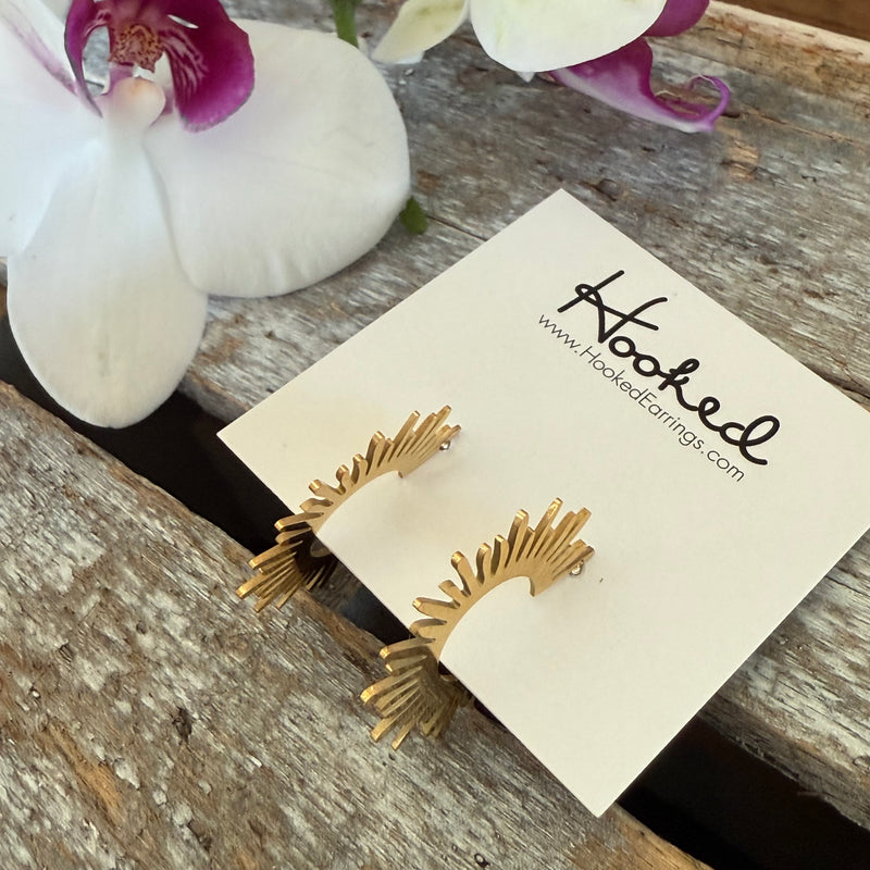 Golden Sunburst Hoop Earrings