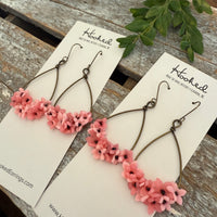 Cherry Blossom Hoop Earrings • Pink Teardrops