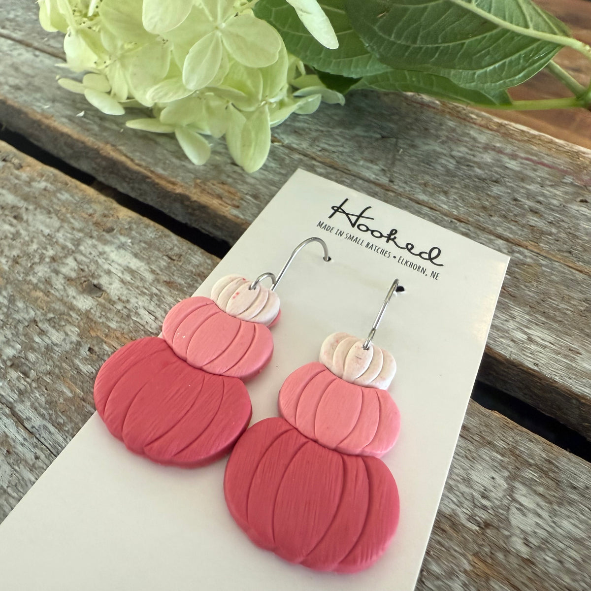 Pink Ombré Stacked Pumpkin Earrings