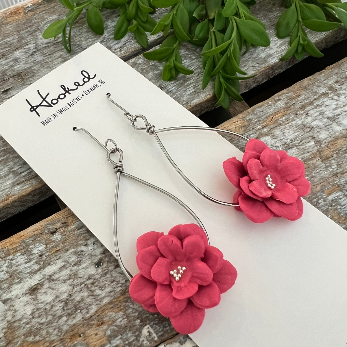 Floral Earrings in French Rose