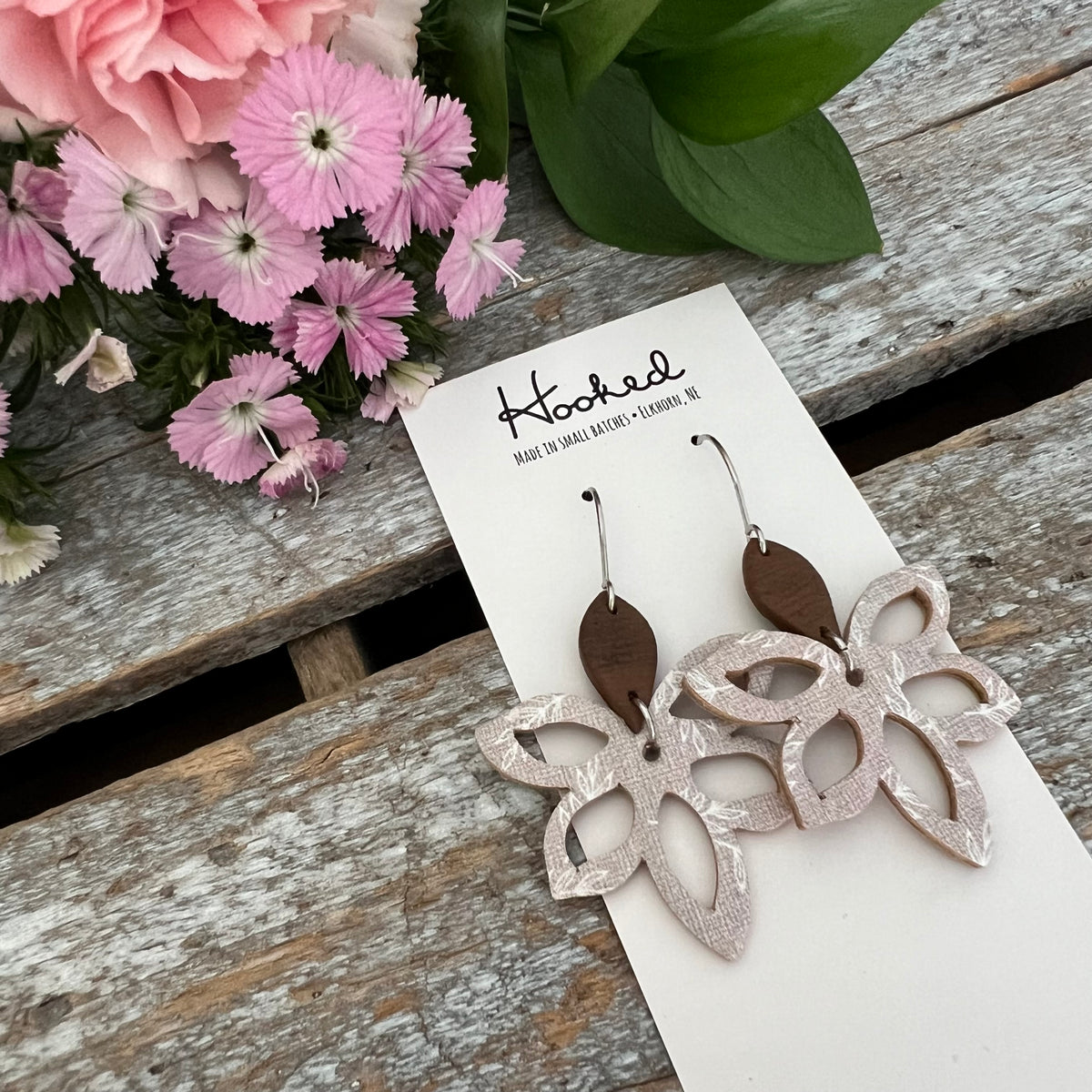 Taupe Orchid Cutout Earrings
