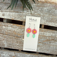 Pink Daisy Dangle Earrings