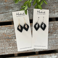 Gold Pave Rhinestone Earrings in Ebony - Small