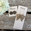 Navy and Gold Beaded Stud Earrings