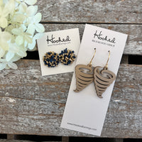 Navy and Gold Beaded Stud Earrings