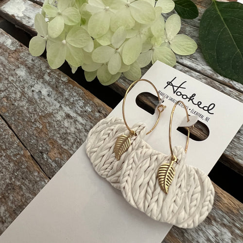 Ivory Sweater Pumpkin Earrings  - Medium