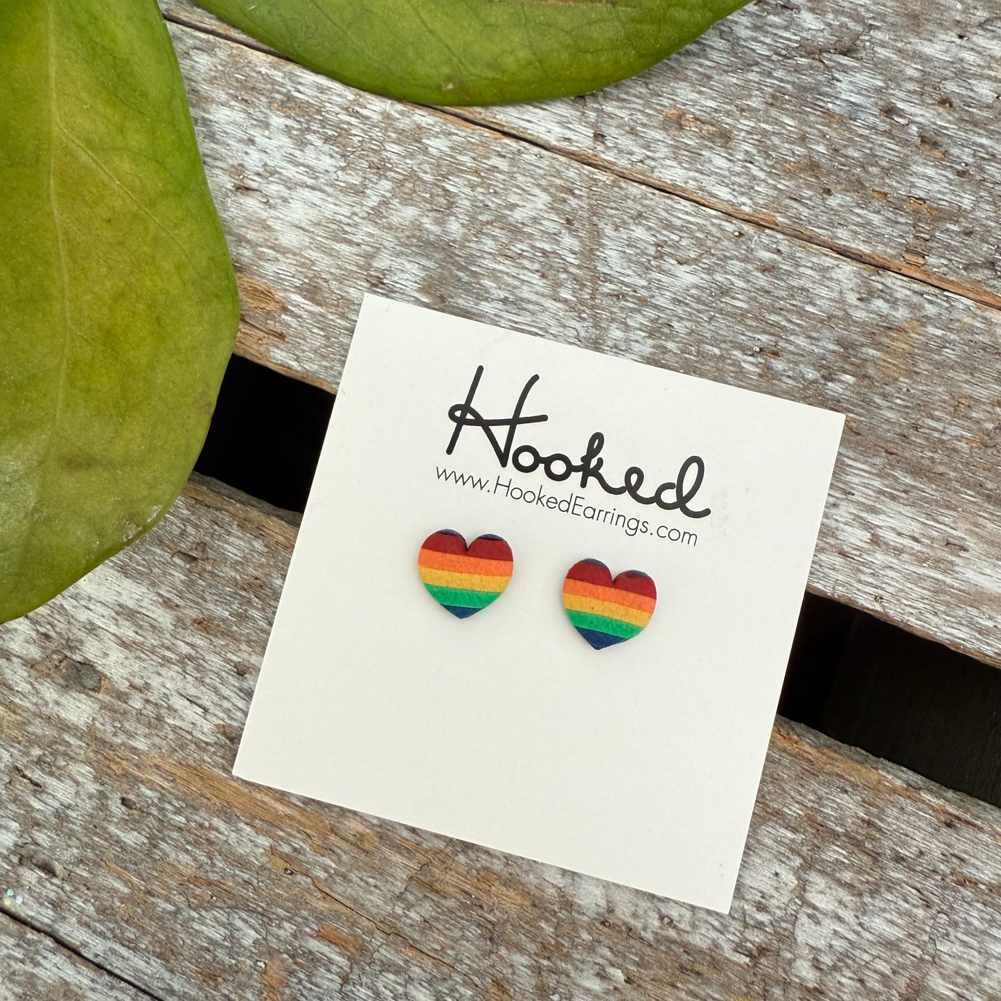 Rainbow Heart Stud Earrings