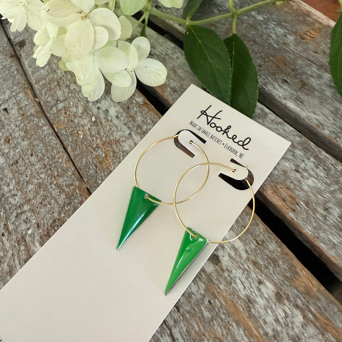 Dropped Gold and Green Triangles - Medium
