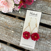 Floral Hoop Earrings in Rose Red