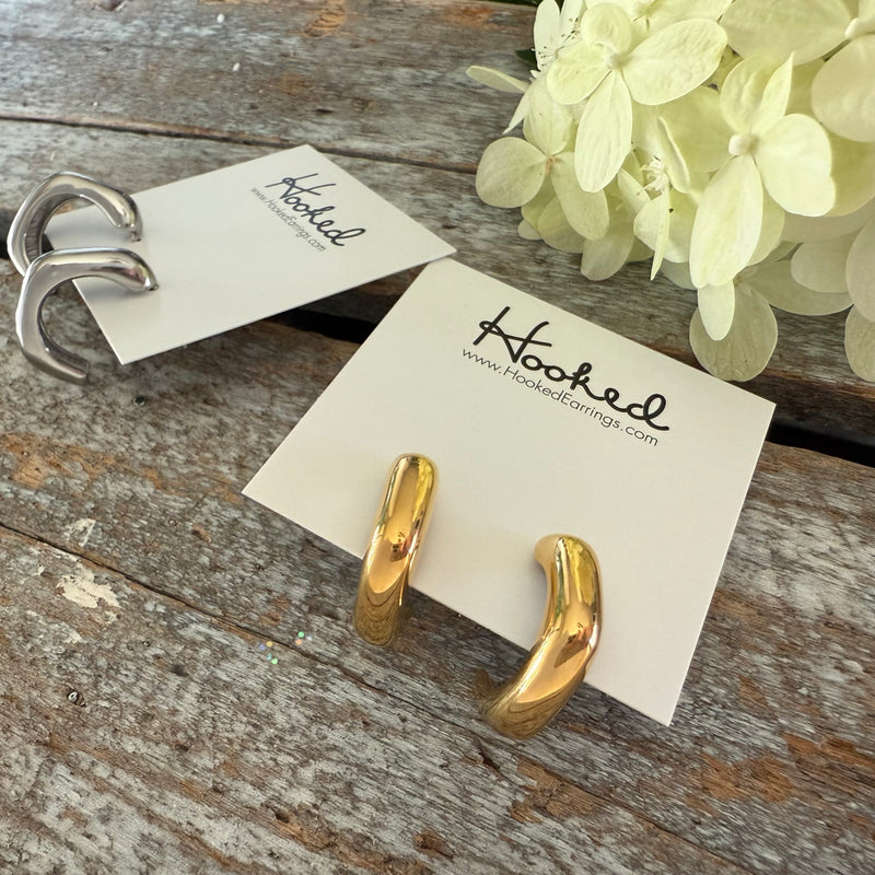 Chunky Hoop Earrings - Silver