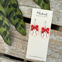 Baseball + Bow Earrings ** FOUR Colors!