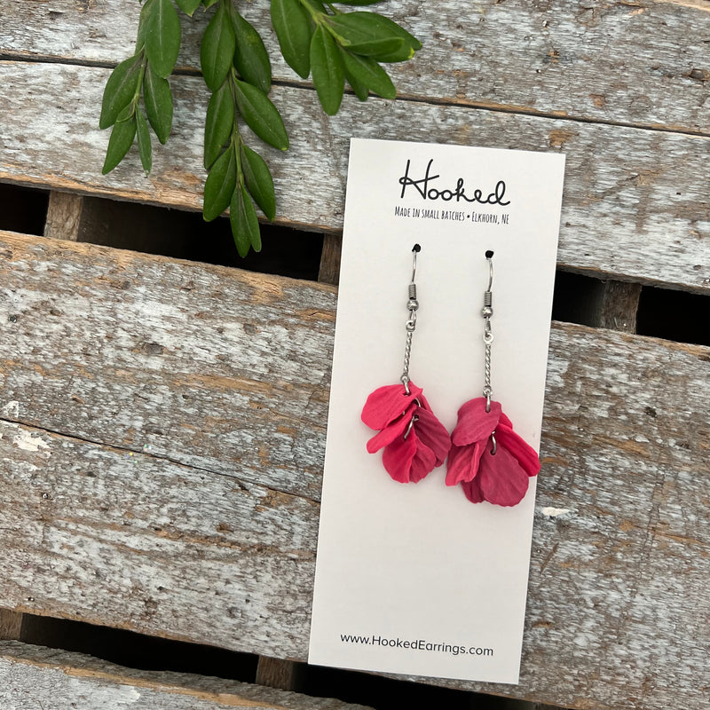 Fallen Petal Earrings in Pink