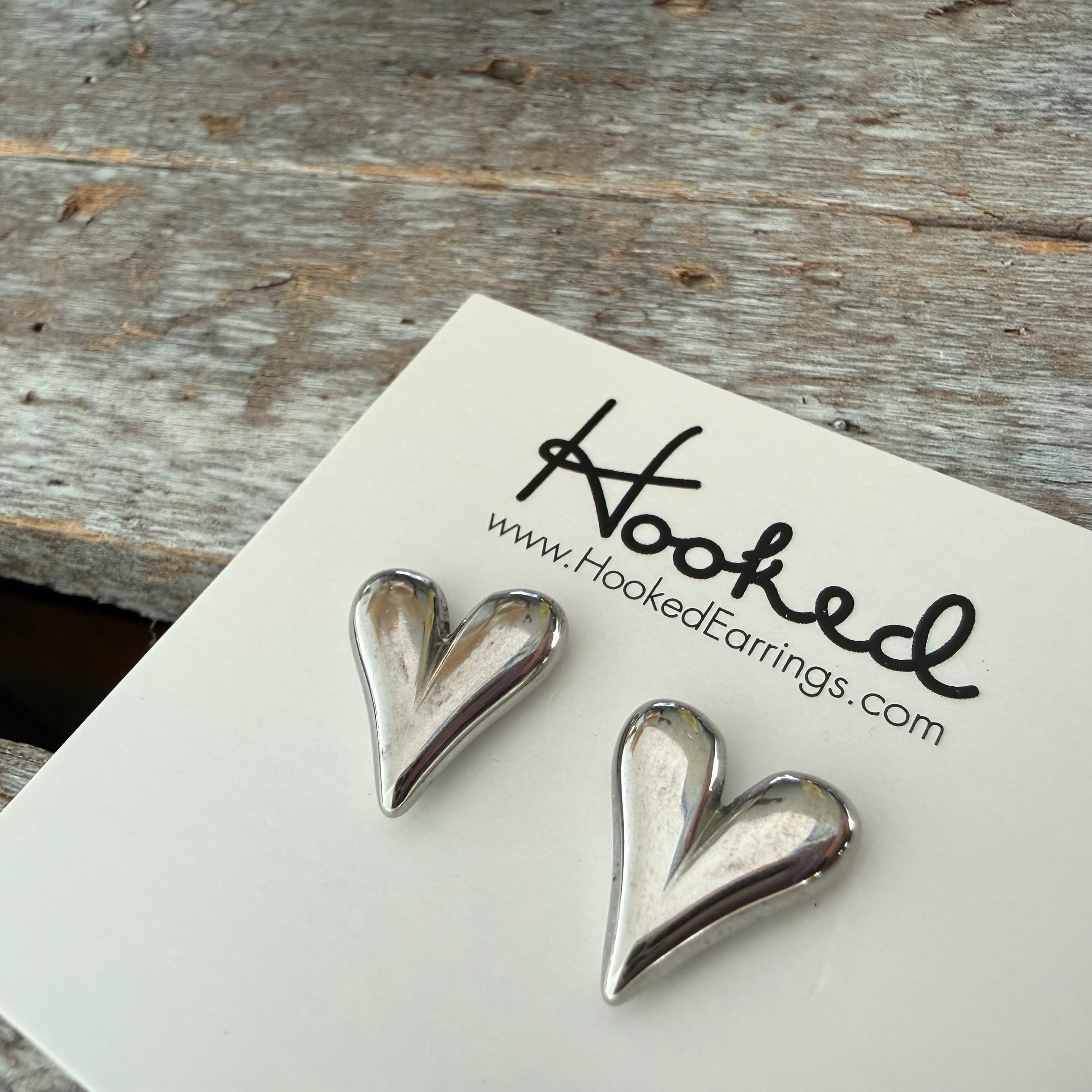Puffy Heart Luxe Stud Earrings - Silver