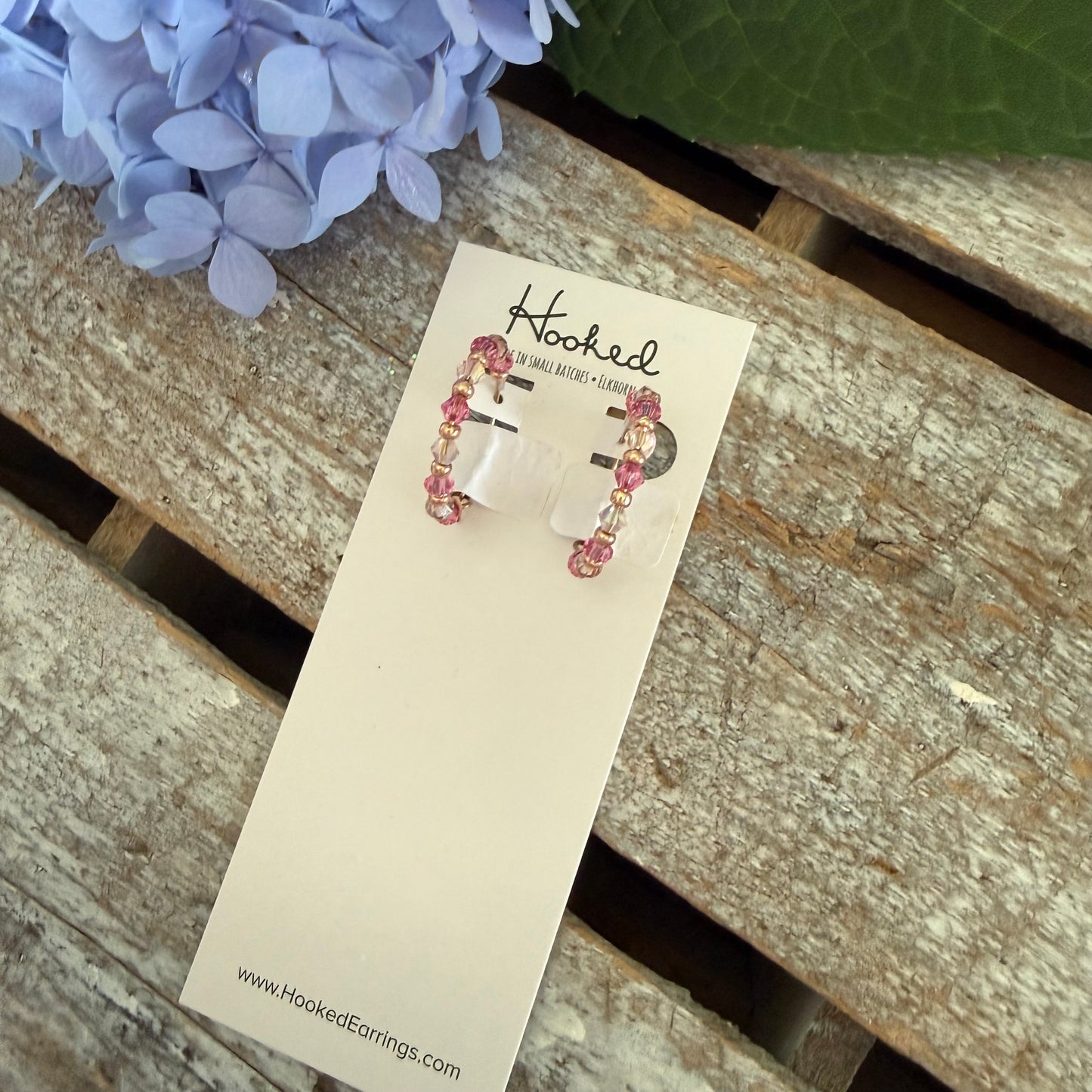 Crystal Beaded Hoop Earrings - Blush & Bashful