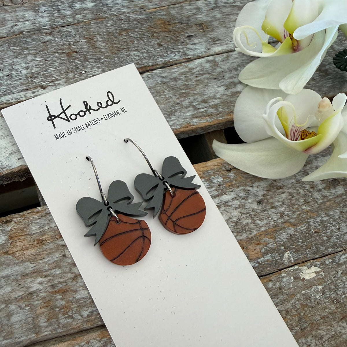 Basketball + Bow Earrings