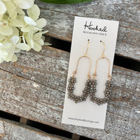 Beaded Boho Oval Hoop Earrings - Dove Gray