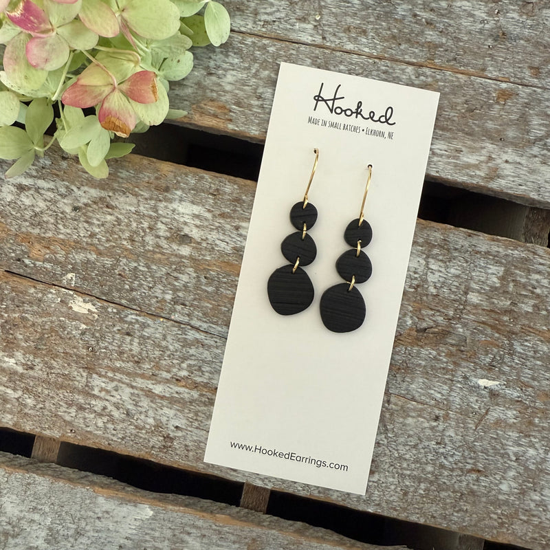 Obsidian Stacked Pebble Earrings