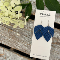 Royal Blue Split Leaf Dangle Earrings  - Medium