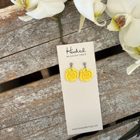 Yellow Rose Dangle Earrings