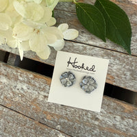 Fancy Flower Stud Earrings in Silver or Bronze