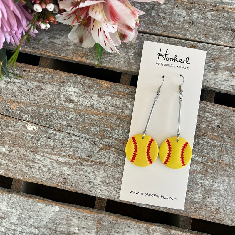 Play Ball Clay Earrings - Softball