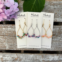 Beaded Teardrop Earrings - Rose and Gold