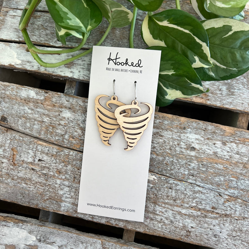 Wooden Cutout Earrings - Tornado - Custom Colors