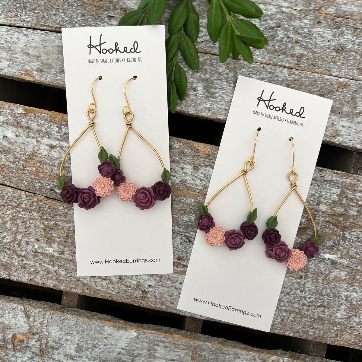 Floral Cascade Earrings in Mauve