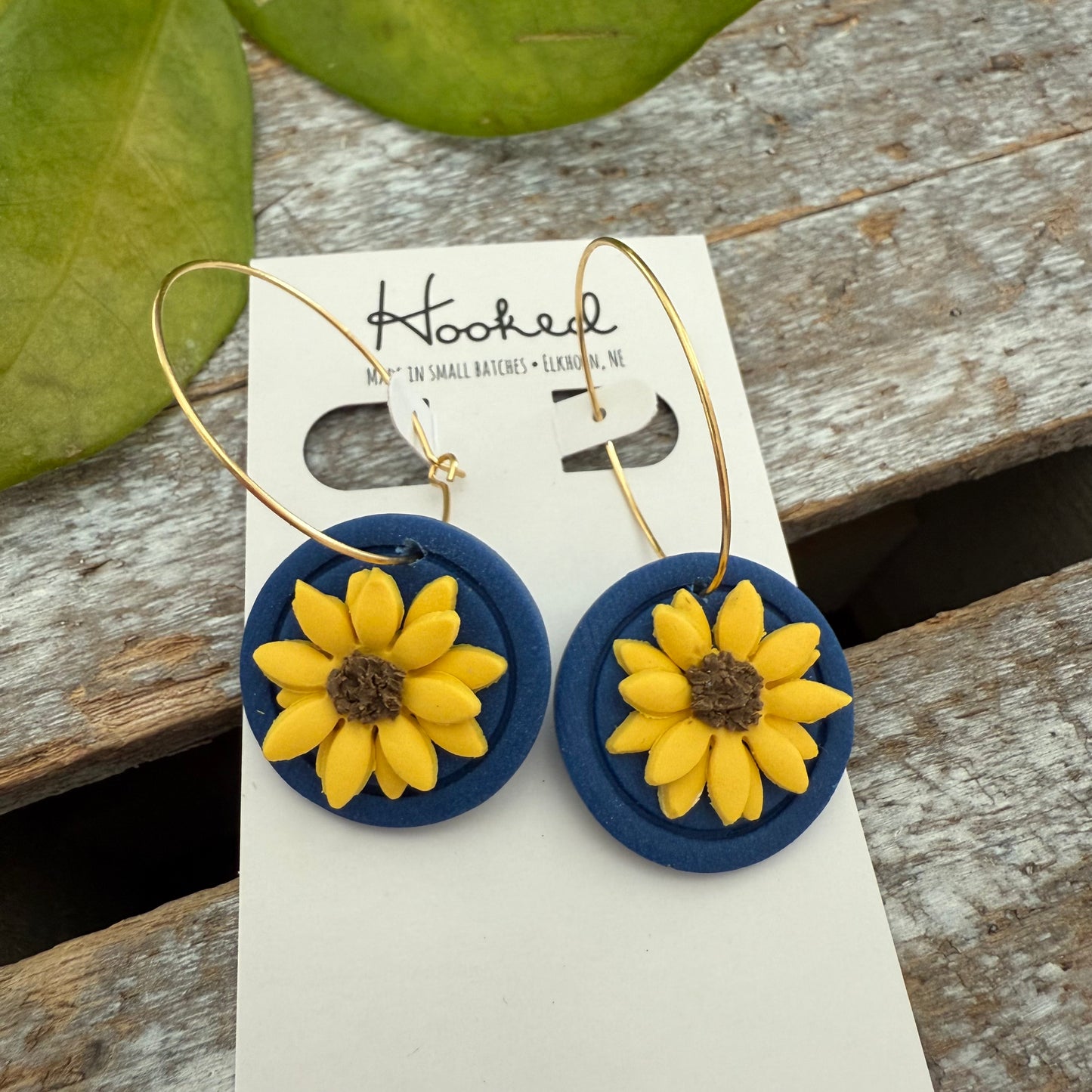 Sunflower Blue Dangle Earrings