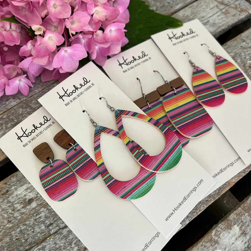 Serape Stripe Teardrop Cutout Earrings - Medium