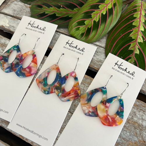 Rainbow Tortoise Cutout Pool Earrings - Waterproof