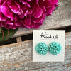 Opulent Beaded Stud Earrings- Light Turquoise