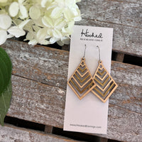 Wooden Deluxe Cutout Earrings - Small/Medium Wide Stacked Chevron