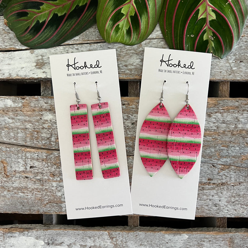 Watermelon Stripe Skinny Earrings