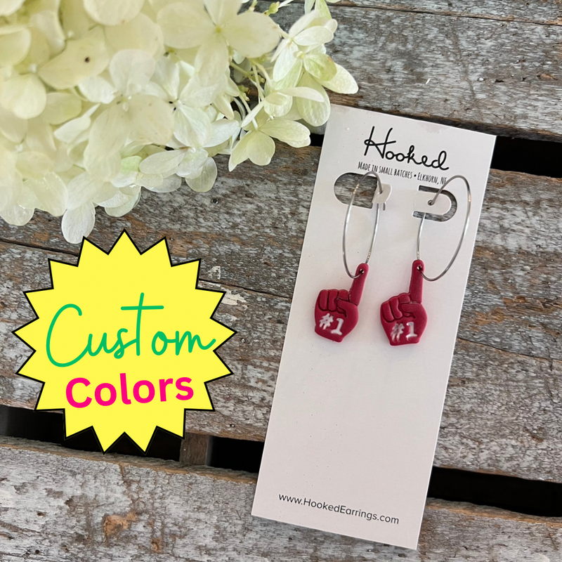 Foam Finger #1 Earrings - Customized - Medium