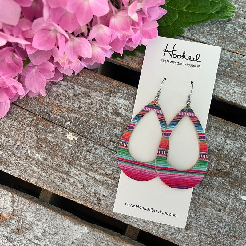 Serape Stripe Teardrop Cutout Earrings - Medium