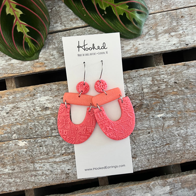 Coral Shimmer Leilani Earrings - Large