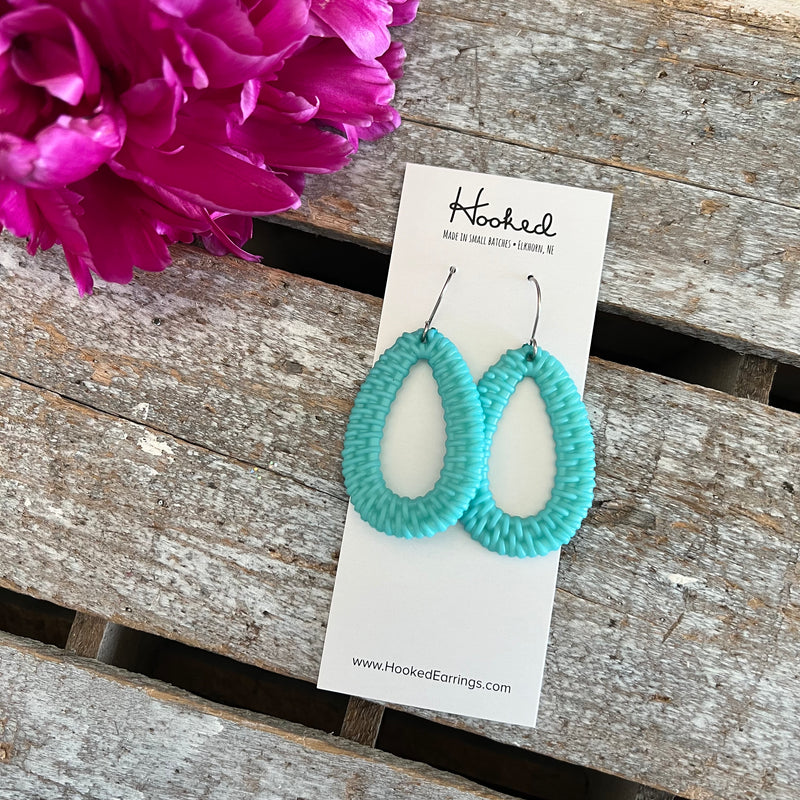 Turquoise Rattan Cutout Earrings - Waterproof, Pool Ready