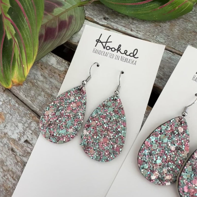 Dreamy Glitter Teardrop Earrings  - Small
