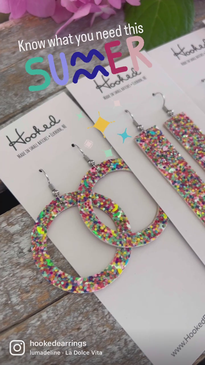 Summer Sparkle Teardrop Cutout Earrings - Medium