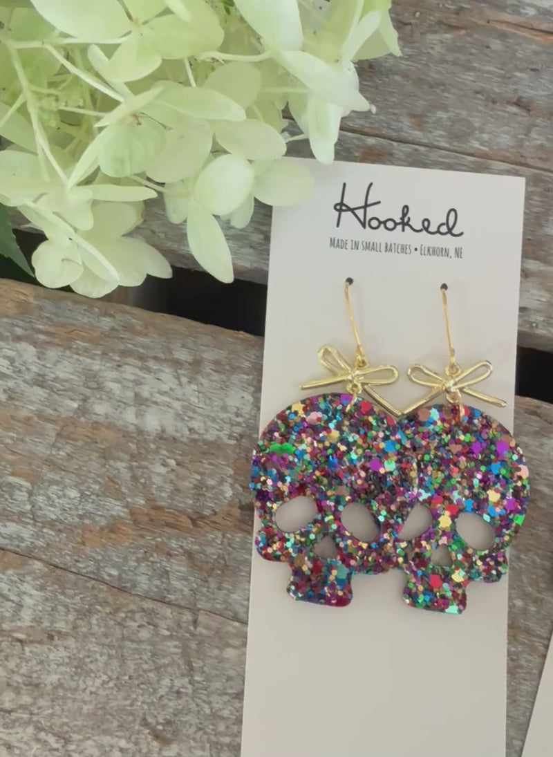 Glitter Skull Earrings