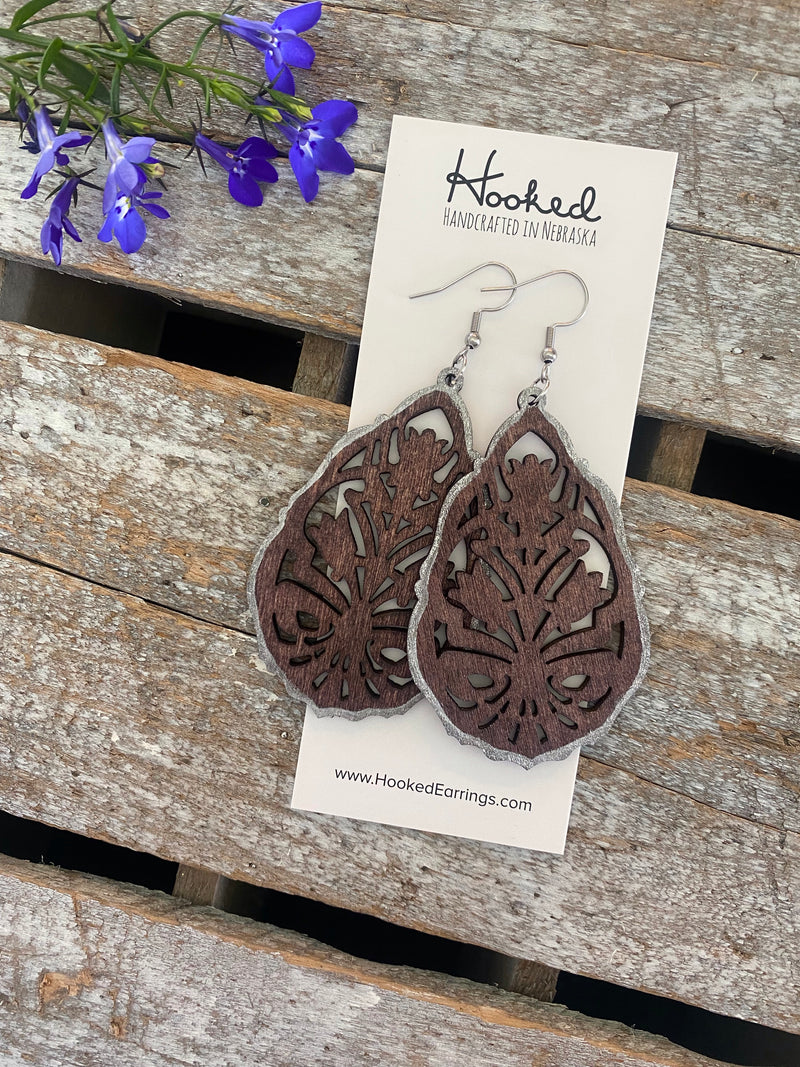 Wooden Tulip Earrings - Large Teardrop