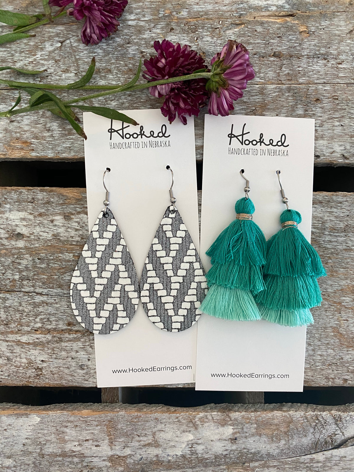 Red & Black Tassel Earrings - Medium