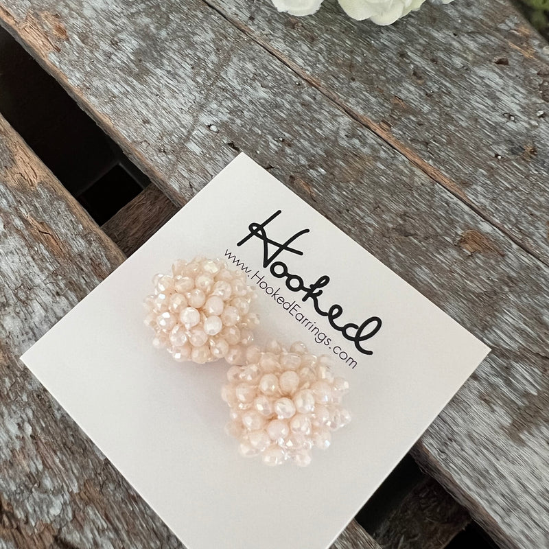 Crystal Dome Beaded Studs - Chiffon